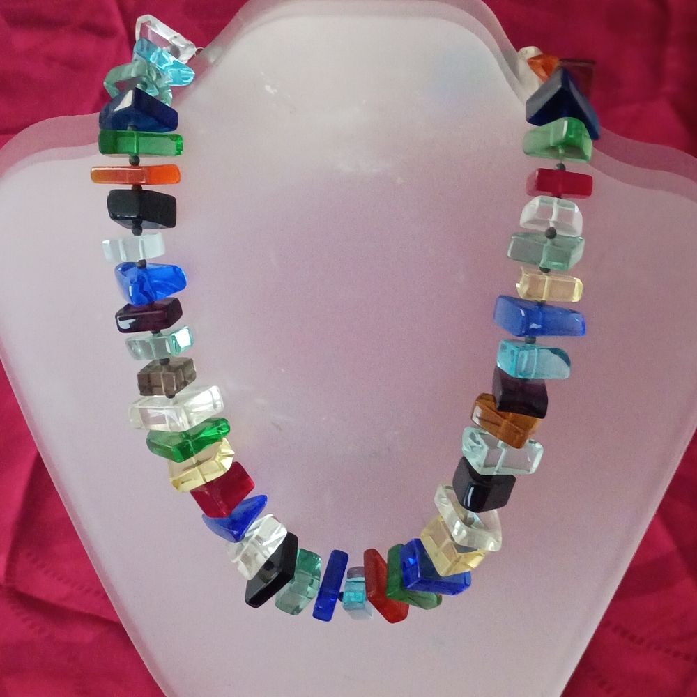 ❤️KJK Katherine J. Kornblau Stained Glass Gem Choker Necklace